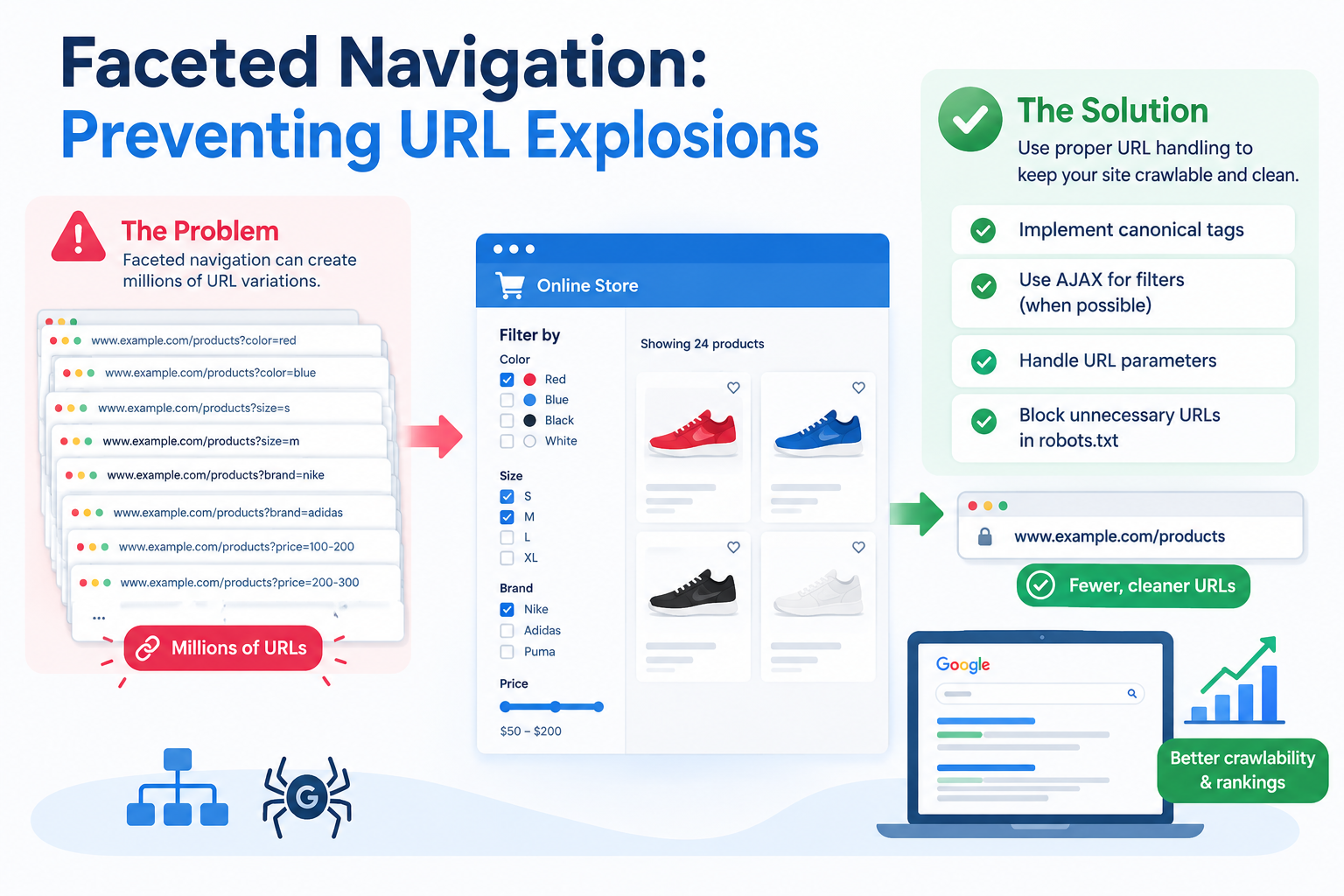 Faceted Navigation Preventing URL Explosions